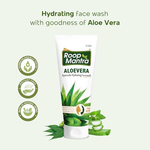 Image of Roop Mantra Ayurvedic Aloe Vera Face Wash With Tulsi & Neem | Deep Cleansing And Hydrating| Paraben & Sulphate Free| Reduces Acne And Blemishes| Natural Glowing Skin For Men & Women | 115ml(Pack Of 2)