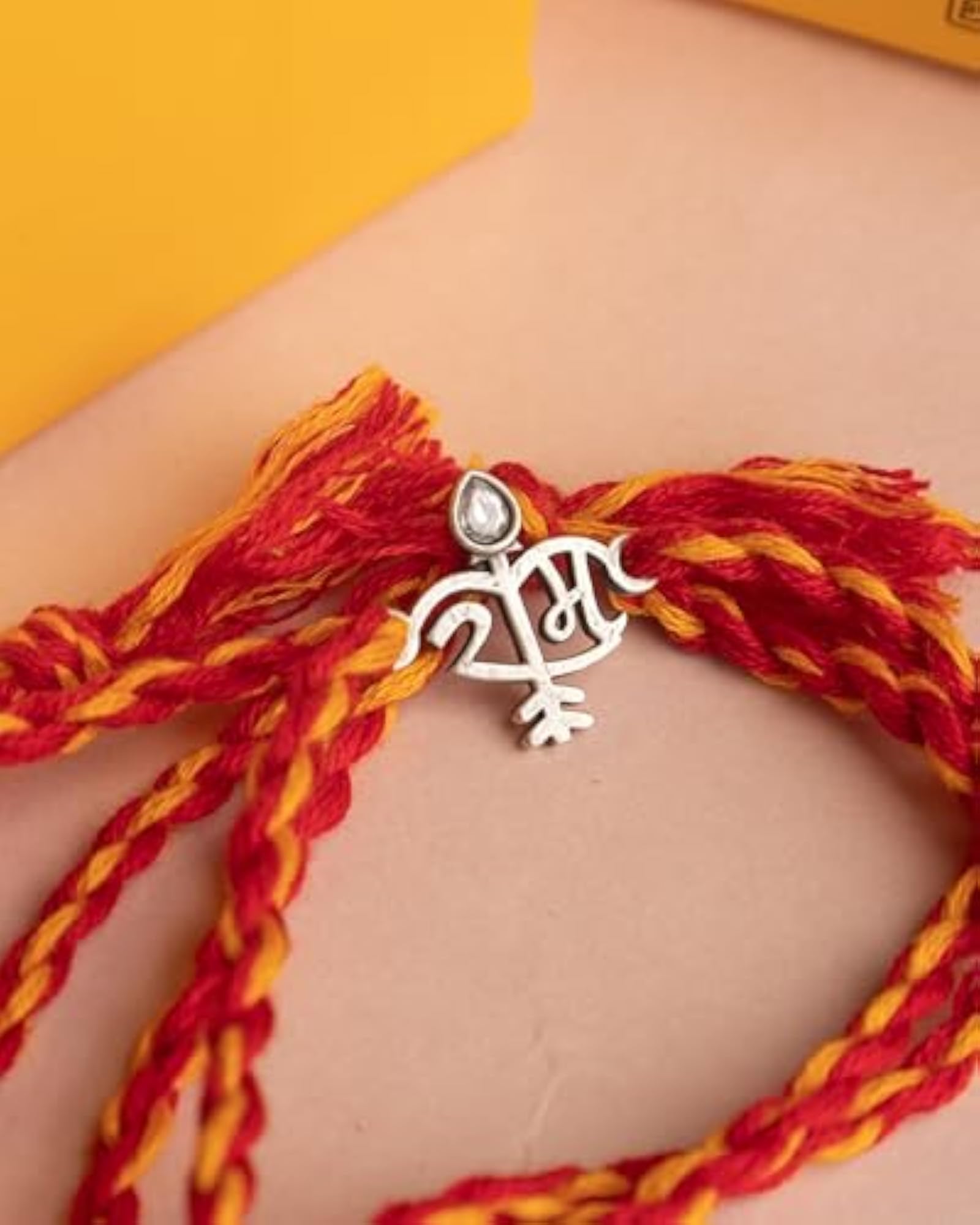 925 Solid Sterling Silver Rakhi with Shri Ram Dhanush Baan Design