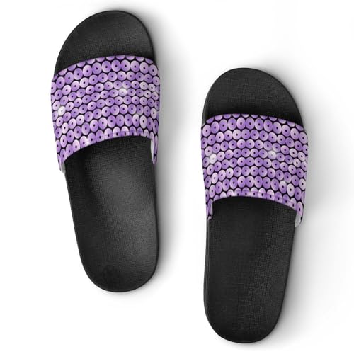 Sandales femme paillettes violettes pour éviter les glissades au bain