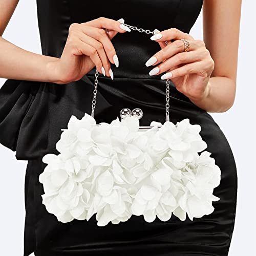 Jambhala Clutch Evening Handbags Floral Appliques Clutch Purses For Women (White) #TOP4