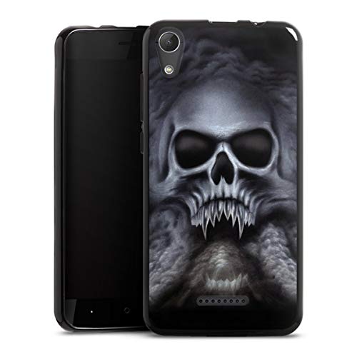 DeinDesign Coque en Silicone Compatible avec Wiko Lenny 4 Ã‰Tui Silicone Coque Souple Tête de Mort Crâne Halloween