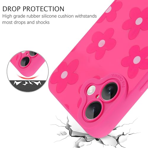 Image of ZIYE for iPhone 16 Case Hot Pink Flower Pattern Phone Case