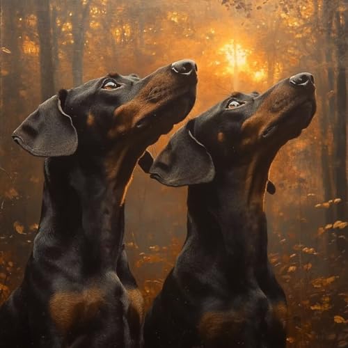 数字油絵 犬, 油絵 キャンバス 木, DIY Paint by Numbers for Adults Kits 含む アクリルペイントそして ブラシ, DIY 数字塗り絵 適切な 大人 初心者, 家庭やオフィスの壁装飾, ギフト 女性, 60x60cm