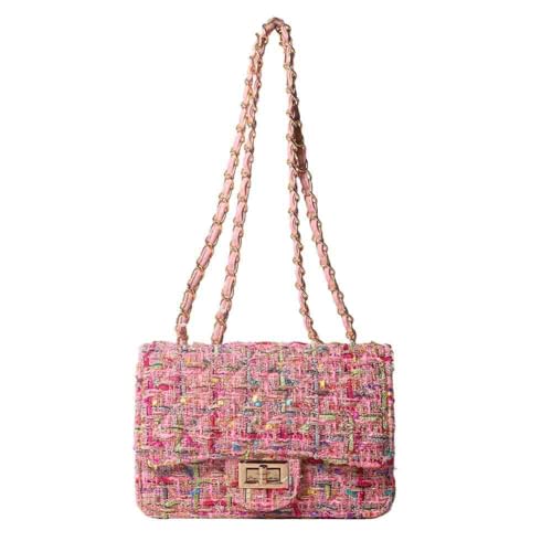 Bolso cuadrado de tweed para mujer, grande y con capacidad miniatura 1