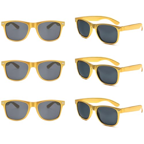 6/10 Packs Adults Wholesale Gold Frames Square Retro Style Sunglasses Summer Party Rave Accessory