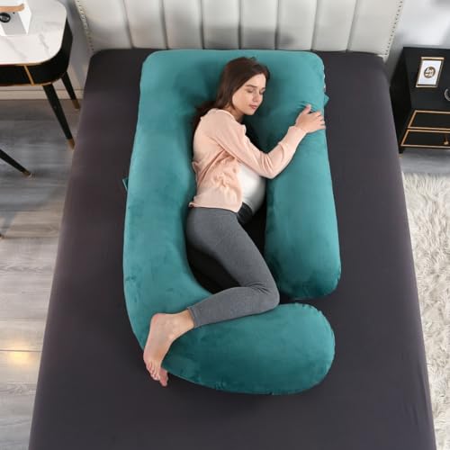 Image of Pregnancy Pillow Cover u Shaped, 57 inchx 28 inch Pregnant Woman Replacement Pillowcase, Velvet Replacement Pillowcase, Double Zipper Cotton Fabric, Super Soft
