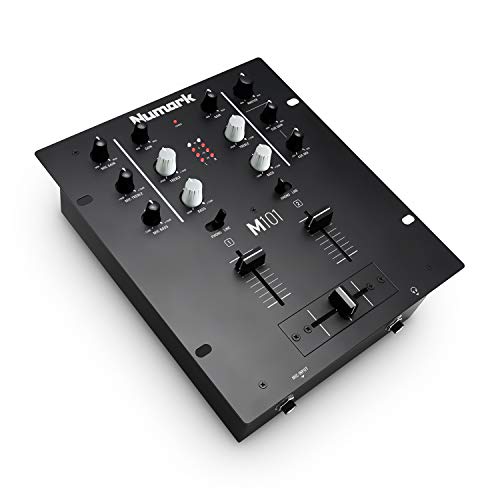 Numark M101 - Mezclador DJ de dos canales, montable en rack con ecualizador de 2 bandas, entrada de...