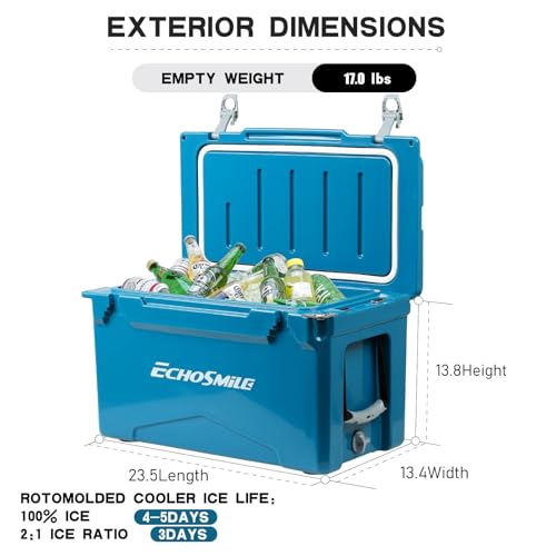 Image of EchoSmile 25 /30 /35 /40 /60 /75 Quart Rotomolded Cooler, Built to Stand up to The Rigors of The Journey