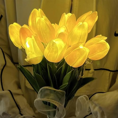 Lámpara de mesa tulipán romántica Radiant con jarrón, 15 luces LED miniatura 6