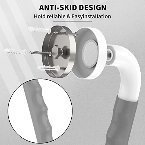 2 Pack Anti-Slip White Bathroom Grab Bar 12 Inch - 1” Diameter, Zepolu Stainless Steel Safety Shower Bars Grey Rubber Grip, Balance Support Bar Grab Rail For Elderly Senior Handicap Assist Bath Handle #TOP2