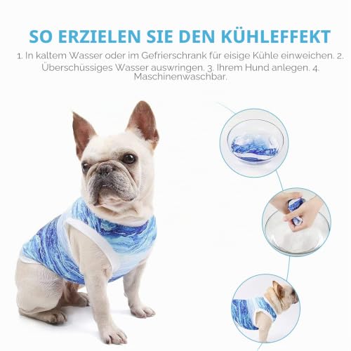 Nivofu Sommer Hundeshirt, Kühlwesten für Hunde, Weich Hund Kleidung, Hund Ärmellose Weste Atmungsaktiv, UV-Schutz Haustier T-Shirt, Blau Hemd für Kleine Mittelgroße Hunde Katze Haustier (M)
