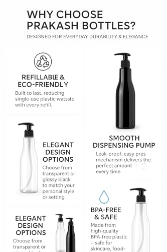 Image of Prakash 500 Ml Transparent Trophy Bottle (Pack of 6) Empty Plastic Trophy Pump Bottles Dispenser Portable Shampoo Lotion Hand Pump Bottle