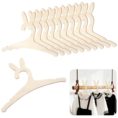 Thinp 10 perchas de madera para bebés, perchas naturales de 9 pulgadas, antideslizantes y reutilizables, para abrigos, pantalones y chaquetas de niños