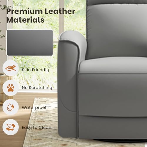 Sillón reclinable giratorio en gris con cuero sintético miniatura 7