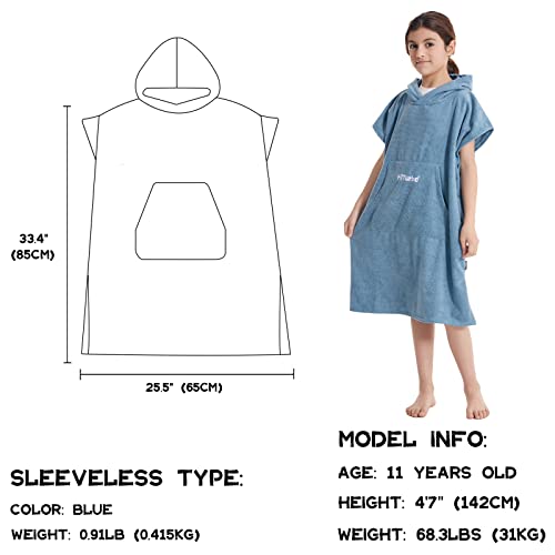 Hiturbo Kids Changing Towel Robe,Hooded Poncho Bath Robe Surf Absorbent Swimming Bathrobe for Beach,Bathing,Surfing,Indoor & Outdoor Activities Blue - Image 2