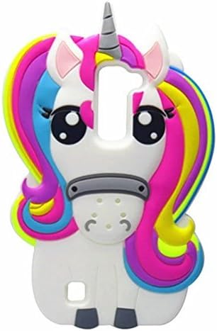 Awin 3D Cute Cartoon Rainbow Unicorn Horse Animal Soft Silicone Rubber Case for LG K10/LG Premier LTE L62VL L61AL(Rainbow Unicorn)