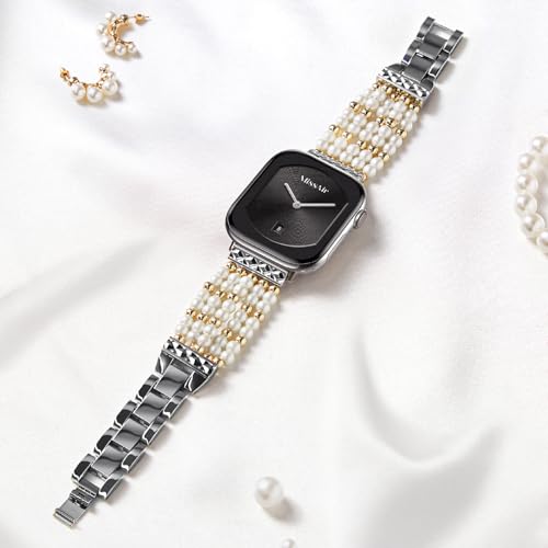 Image of Missair Compatible with Apple Watch Band 38mm 40mm 41mm 42mm 44mm 45mm 46mm 49mm, Stainless Steel Metal Strap Women Dressy Bracelet Wristband for iWatch Series 11 10 9 8 7 6 5 4 3 2 1 SE Ultra