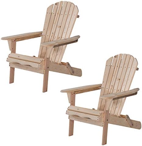 UHOM Outdoor Adirondack Wood Chair Foldable Patio Lawn Garden Furniture Set of 2