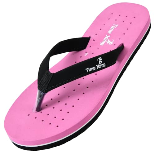 Image of Perforated Flip Flops, Burgundy with Black Straps, Casual Beach Sandals