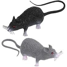 BESTOYARD 2-Pack Realistic Fake Rat Prank Toys, 3.5x3.5x5 in Black & Gray Rubber Mice, Lifelike Fur for Halloween Props, April Fools & Party Gag, Spooky Gift for Kids & Adults