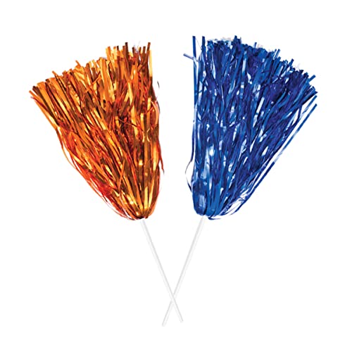 Anderson's Premium Metallic Orange and Royal Blue Foil School Spirit Shakers Cheerleader Pom Poms Sports Football Basketball Homecoming Squad Team Party Dance Club Performance Celebration Pack of 10