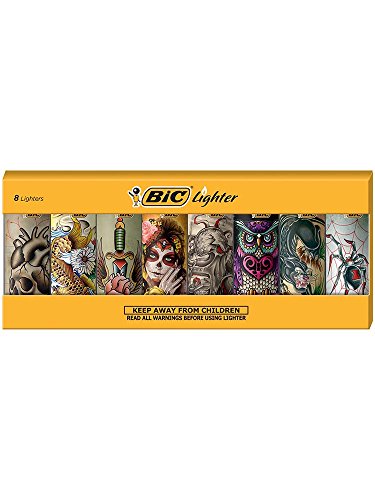 BIC Special Edition Tattoos Series Lighters, Set of 8 Lighters