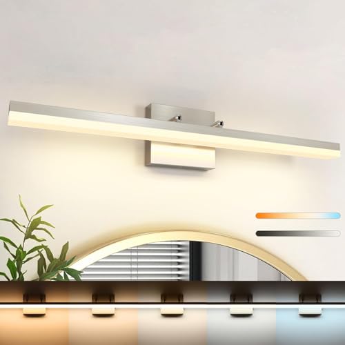 Image of Brushed Nickel Vanity Light for Bathroom - 5CCT Dimmable, Adjustable Angle, 23.62-inch Long 16W LED Bar Light Fixture Over Mirror - Modern Wall Lighting