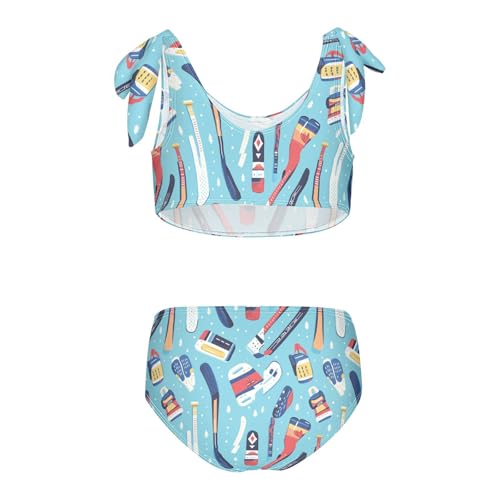 Image of Wusikd Pink Bows Girls Swimsuits Two Piece Hearts Ribbons Swimwear Bikini Set for for Girls Size 11-12T