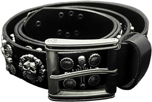 Mens Punk Genuine Leather belts, Biker Rock Skull Cross Black Waist Strap belt2