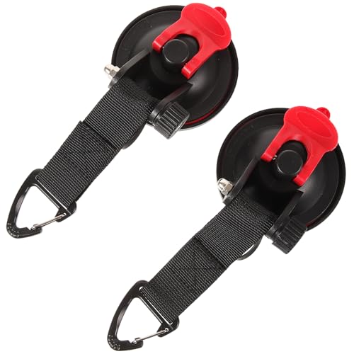 VANZACK 2Pcs Heavy Duty Suction Cups, Car Mounted Tent Hooks, Car Camping Tie Down Suction Cups with Securing Hooks, Car Suction Cup Hook for Car Awnings, Tents, Camping Tarp Accessories