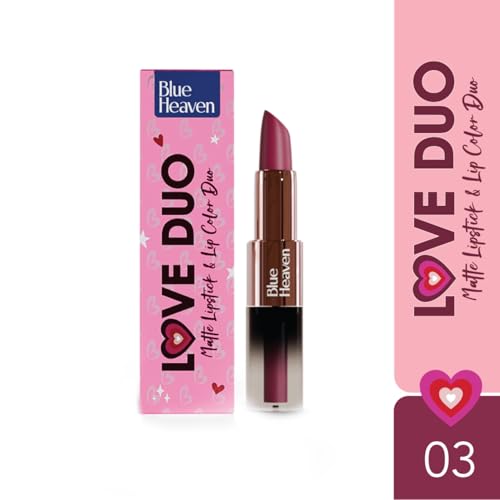 Image of Blue Heaven Love Duo 2 in1 Dual Sided Lipstick for women | Non Transfer| Hydrating and Long Lasting Upto 12 hrs | Soft Matte Finish formula - 03 |1.5ml + 4g
