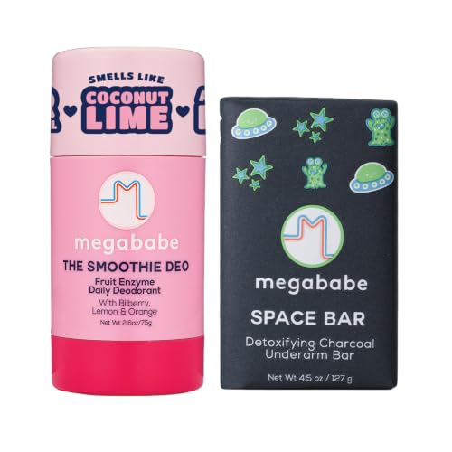Megababe Underarm 2-Piece Bundle - Smoothie Deo Daily Deodorant 2.6 oz & Space Bar Detox Soap 3.5 oz | Odor Protection, Aluminum Free image 2