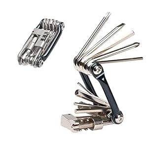 Aiqeer 11 in 1 Multifunction Bike Repair Tool, Portable Foldable Bicycle Repair Tool, Compact Mini Bike Maintenance Tool Kit (Black)