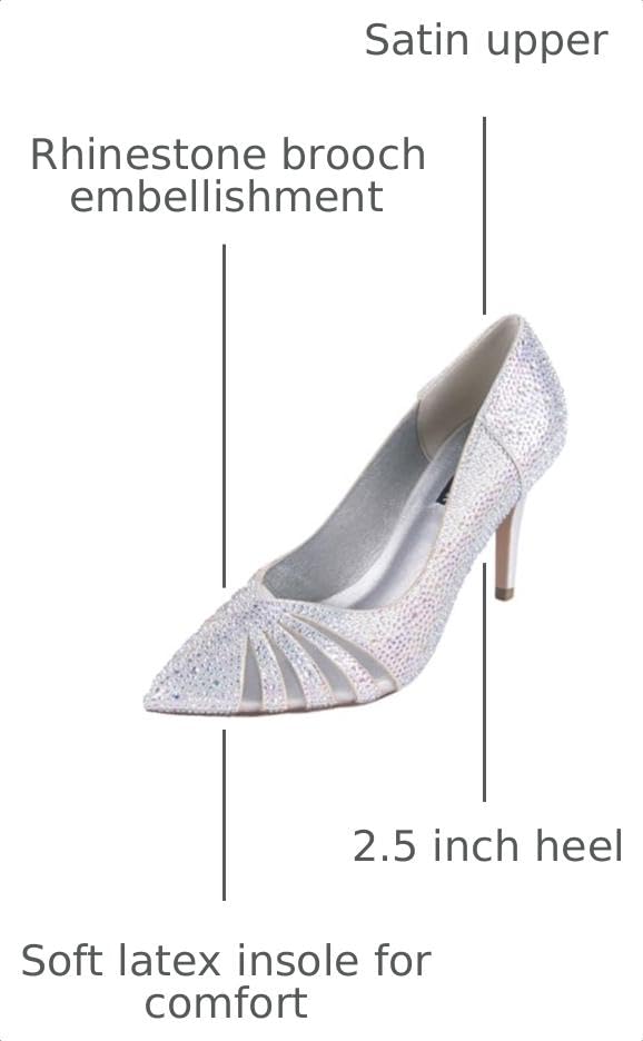 Image of ERIJUNOR E2406 Women Pumps Comfortable Mid Heel Sparkly Rhinestone mesh Evening Prom Wedding Shoes