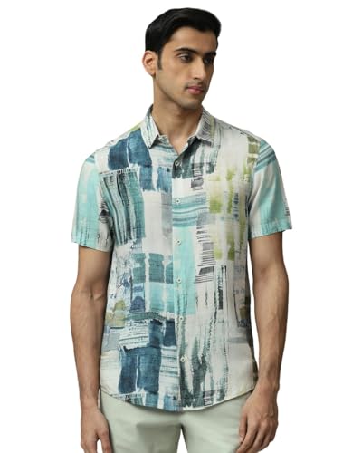 Image of MUFTI Multicolor Abstract Slim Fit Shirt