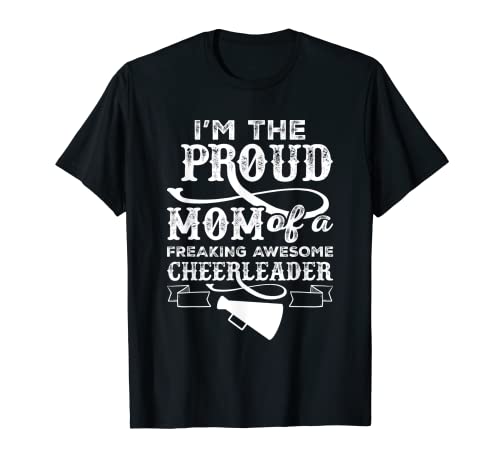 Camiseta con visión de la camiseta de animadora orgullosa de mamá impresionante Camiseta