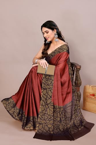 Image of MIRCHI FASHION Women Saree Abstract Print Chiffon | Breathable Lightweight Casual Sari for Regular Use and Office with Unstitched Blouse (Available in 25 Colors)