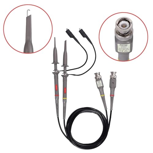 Image of Universal Oscilloscope Probe with Accessories Kit 100MHz Oscilloscope Clip Probes with BNC to Minigrabber Test Lead Kit