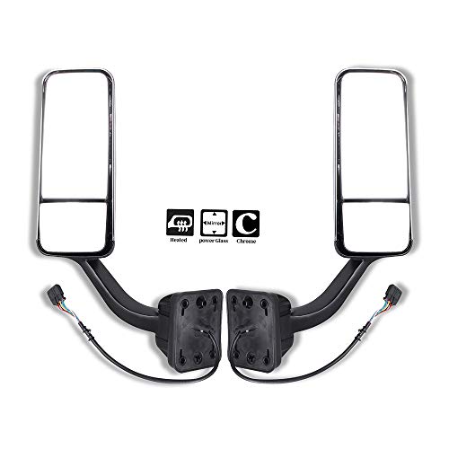OCPTY Review Mirrors,Car Mirrors Towing Mirrors for Freightliner for Cascadia 2008-2016 with Chrome Power Heated, Manual Telescoping