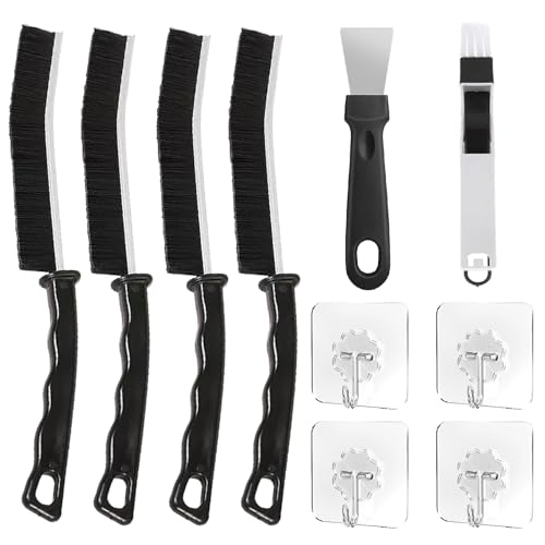 4PCS Cepillo Limpieza de Hendiduras, 10Pcs Juego de Herramientas de Limpieza, Cepillo Limpiador de Hendiduras de Baño para Cocina, Lechada, Ducha, Azulejos, Espacios Estrechos, Fregadero, Ventanas