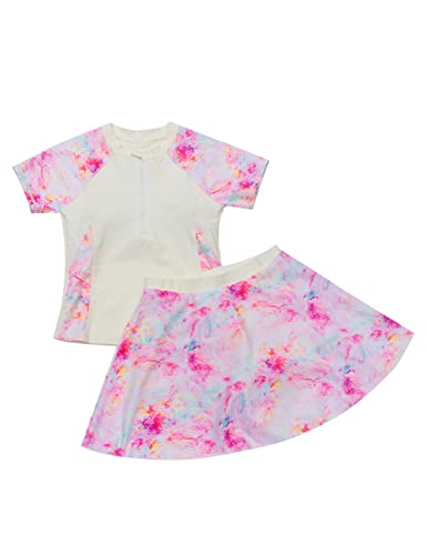 JadeRich Girls 2-Piece Swimsuits Sporty Skirted Bathing Suit Rash Guard Casual Swimwear for Teenagers3