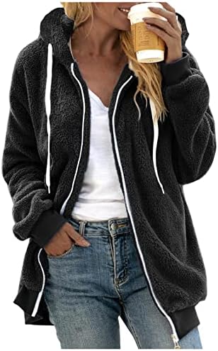 fannyouth Women's Full Zip Fleece Jacket Stand Collar Fuzzy Fluffy Warm Winter Sherpa Coat #paywt1031 *1139-christmas clothes