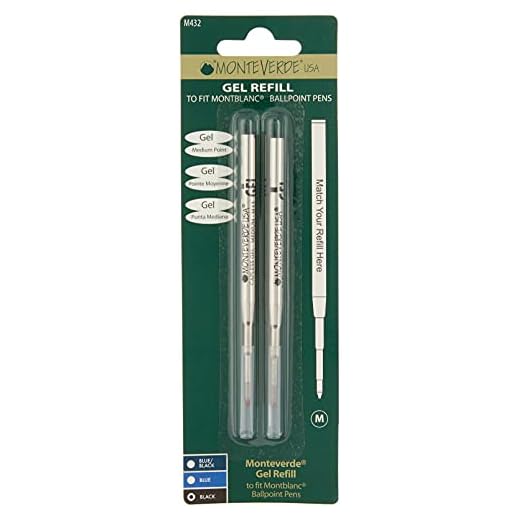 Monteverde - Recambio de gel para bolígrafos Montblanc sin capuchón (punta media, 2 unidades), color negro