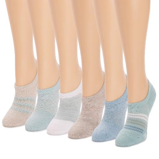 Image of MUK LUKS Women's 6 Pack No Show Socks, Frost /Oat, OS