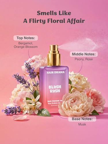 Image of Hair Drama Co. Hair & Body Mist Fragrance Gift Set for Women with Blush Rush Perfume, Scented Soy Wax Candle, Hair Accessory Claw Clips, Festive Hamper for Decor
