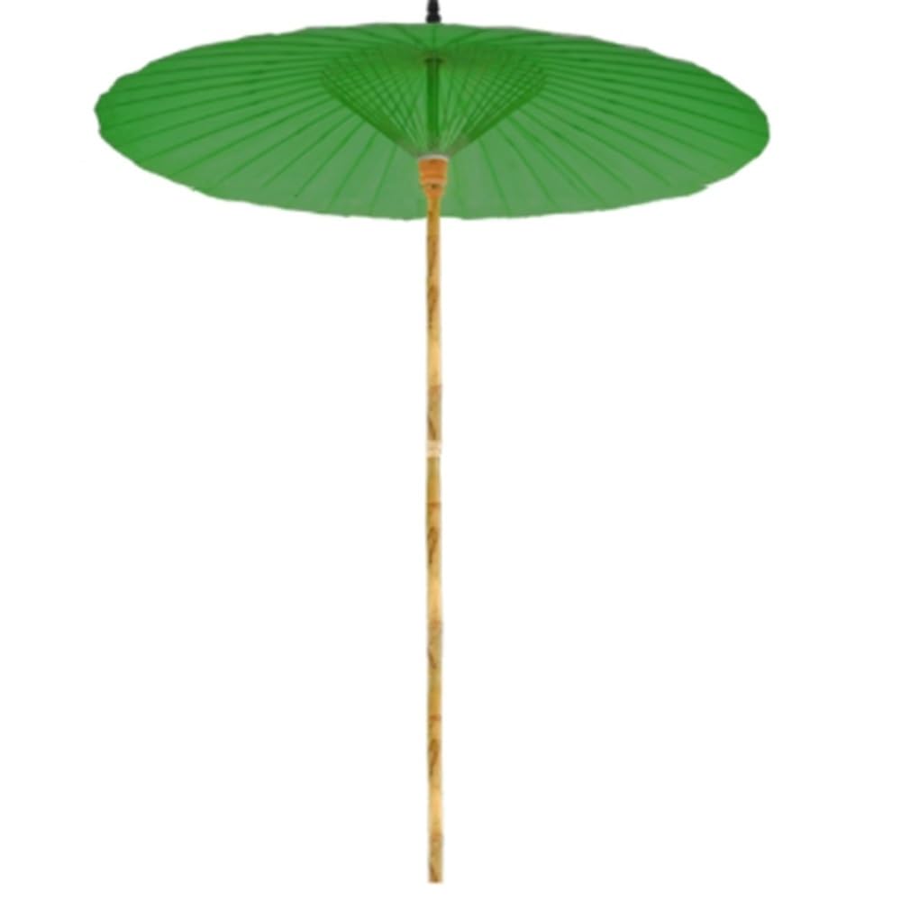 Chiński parasol tarasowy w stylu vintage, 2 m, wodoodporny, orientalny parasol z bambusowym drążkiem, ochrona przed promieniowaniem UV, do ogrodu, ciemnozielony wzór z papieru olejnego