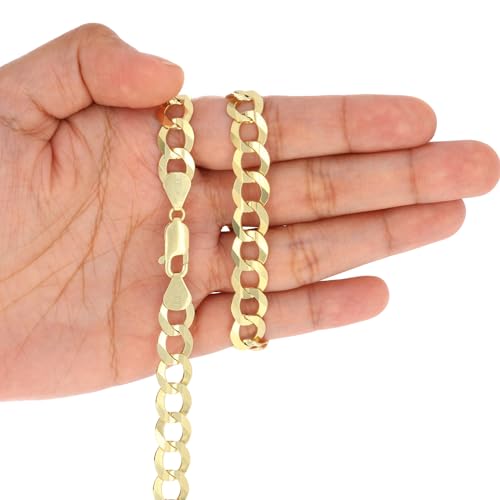Nuragold 10K Real Yellow Gold Solid Cuban Curb Link Chain Necklace 16"-30" (1.5mm-12mm) Italian Jewelry for Men & Women4