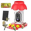 Hummingbird Feeder with Camera, Smart Hummingbird Feeder Camera Solar Powered with AI Identify, Auto Capture Bird Videos & Motion Detection, Ideal Gift for Bird Lovers