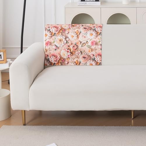 Image of HOKIPO 'Nature Muse' 1 PC Backrest Mat for Sofa Cover | Premium HD Printed Holland Velvet Mat, Rose Symphony (IN-922-L-D5)