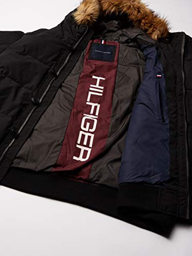 Tommy Hilfiger Mens Arctic Cloth Full Length Quilted Snorkel Jacket Down Alternative Outerwear Coat, Black, Large Us #TOP5